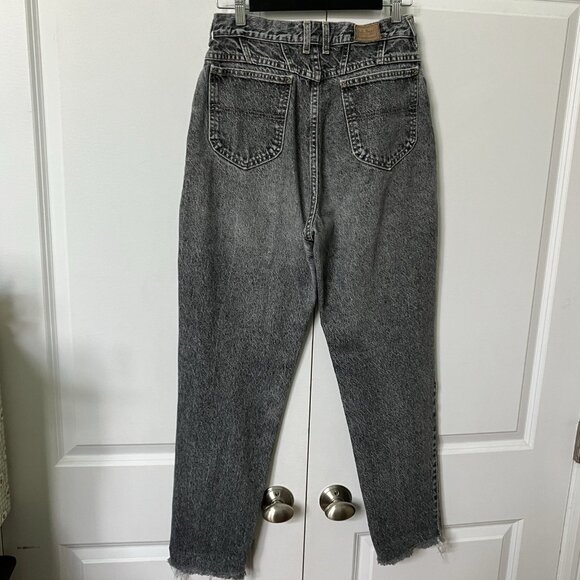 Vintage L.L. Bean Jeans Womens 12 Black Acid Wash Raw Hem High Rise Tapered Mom - Picture 2 of 12